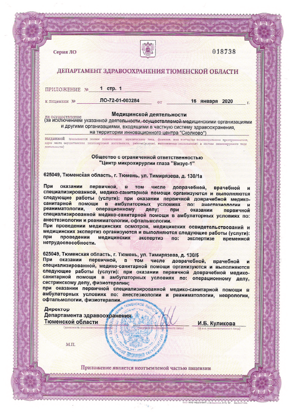 Лицензия на осуществление медицинской деятельности клиники «Визус-1», Тюмень — Страница 3
